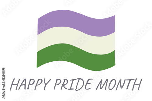 Colorful Genderqueer pride flag Happy pride day LGBTQ community Pride Month Vector hand drawn doodle for posters, stickers, logo, cards