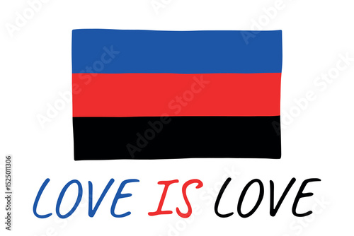 Colorful Polyamory pride flag Happy pride day LGBTQ community Pride Month Vector hand drawn doodle for posters, stickers, logo, cards
