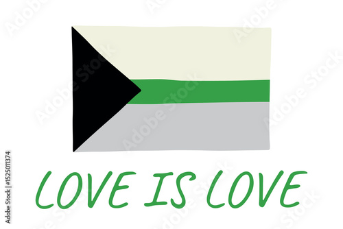 Colorful Demiromantic pride flag Happy pride day LGBTQ community Pride Month Vector hand drawn doodle for posters, stickers, logo, cards