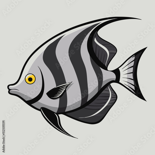 Black and White Moorish Idol Fish Illustration
