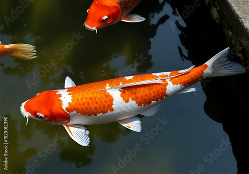 Koi fish swimming in a pond