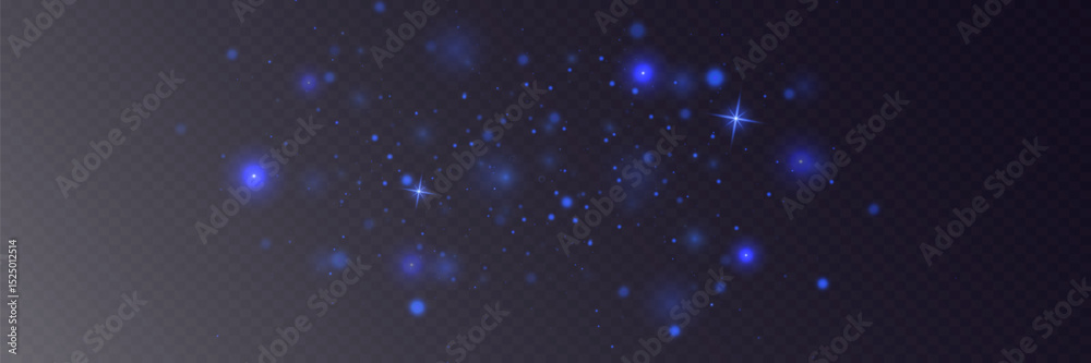 Obraz premium Sparkling blue dust particles. Light effect of glare and stars. On transparent background. Vector EPS 10.