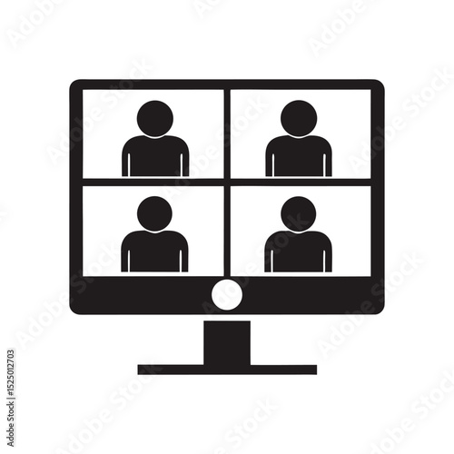 This set of social network icons depicts diverse people and business figures, representing communication and team concepts as scalable vector symbols Zoom video call silhouettes