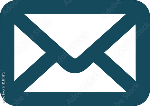 A simple dark blue and white envelope icon for communication and emailing