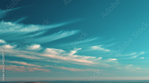 Serene Teal Sky Soft Clouds and Gradient Hues