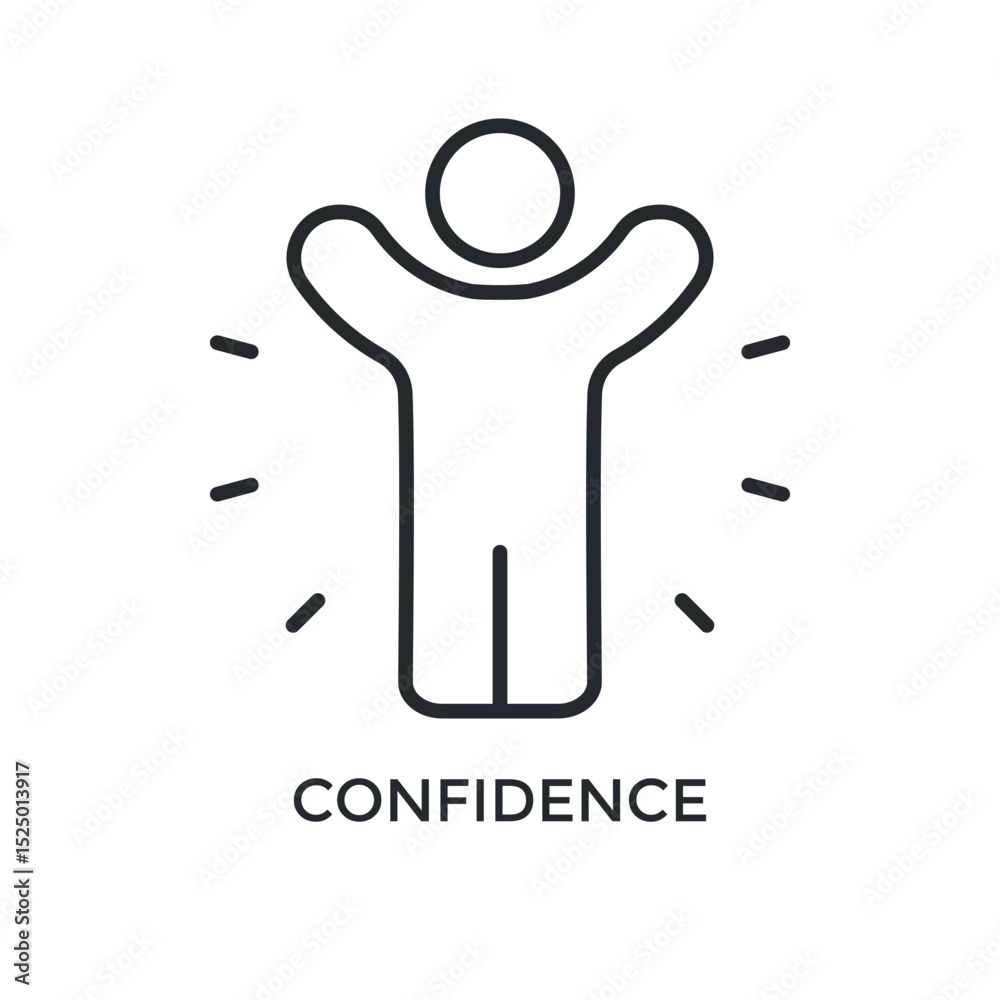 Confidence Icon Outline Style. Vector Illustration For Graphic Design
