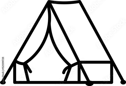 Hand-drawn camping tent icon in a cute, simple cartoon style. Perfect for outdoor content, summer vacation themes, and nature adventures.