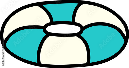 Hand-drawn summer pool float icon in cute cartoon style.