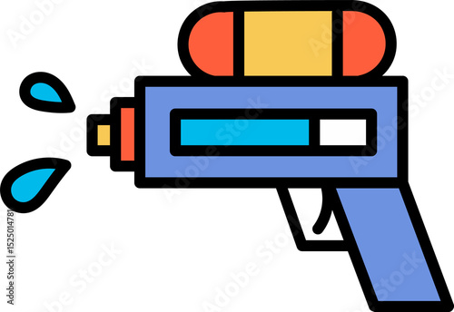 Hand-drawn cartoon style water gun icon for summer activities.
