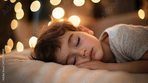 a child sleeping while growing taller, with visualized growth hormone releasing during deep sleep.