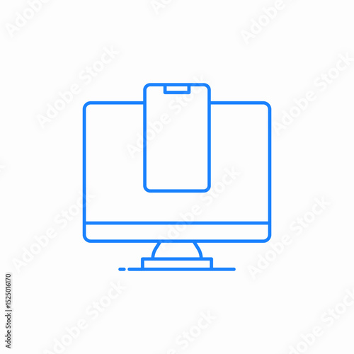 monitor with clipboard icon sign vector