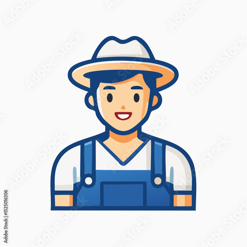 Farmer Icon: A cheerful farmer, brimming with energy, sporting a stylish straw hat, and clad in classic overalls, invites you into a world of agricultural simplicity and honest labor.