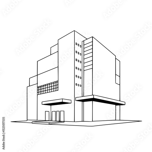 Bauhaus Building Architectural Illustration Silhouette Line