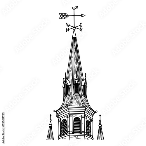 Spire Building Architectural Silhouette Fine Line