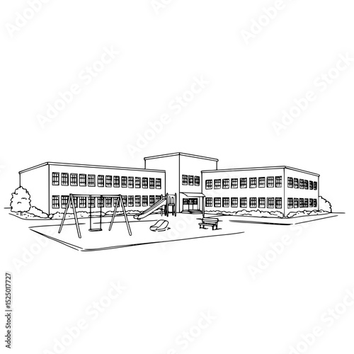 Schoolhouse Blueprint Graphic Minimalist Architecture