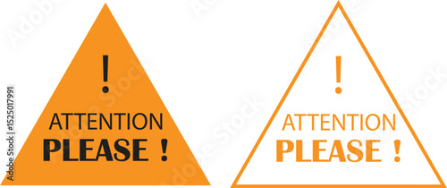Attention please bubble yellow flat, outline icon set. Vectors danger warning and important message or exclamation mark signs. Announcement information symbols for business and marketing, advertising.