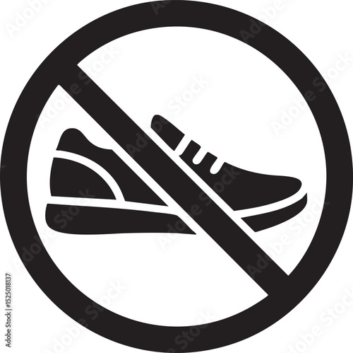 Black No Shoes Allowed Icon With Sneaker And Prohibition Symbol Isolated On White Background Sign For Clean Zone Rules And Restrictions