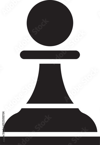 Elegant black and white silhouette illustration of a classic chess pawn piece