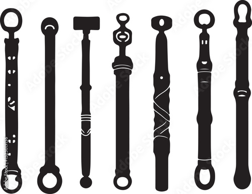 Ancient Roman Surgical Instruments: A Black and White Vector Illustration of Medical Tools, Surgical Implements, and Historical Artifacts