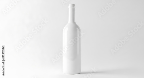 Elegant White Wine Bottle Mockup on White Background