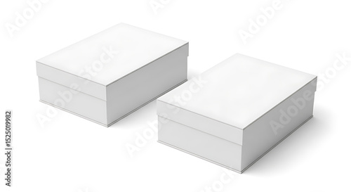 Two White Rectangular Boxes on White Background