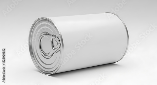 Blank White Food Can with Pull Tab on White Background