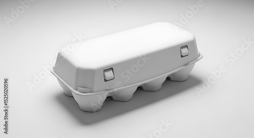 Closed White Egg Carton on Neutral Background