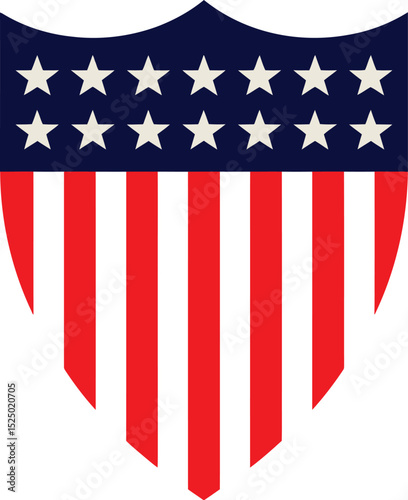 American flag shield symbol with stars and stripes representing united states of america