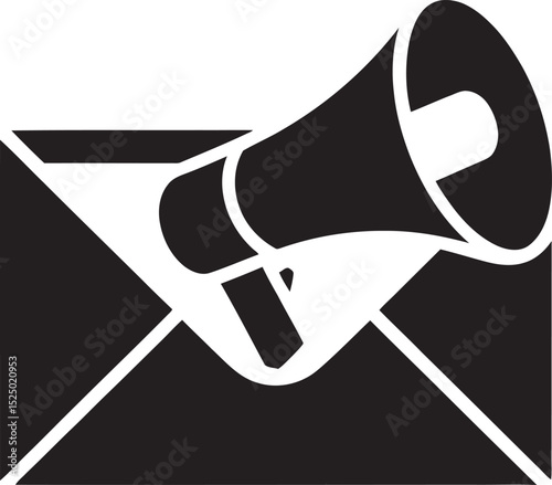 Announcement of newsletter or email marketing campaign with vector graphic icon illustration