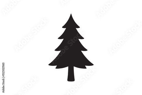 Conifer silhouette on white background.01