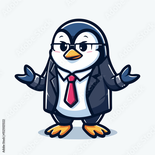 Business Penguin: A savvy penguin, clad in a tailored suit and spectacles, exudes confidence and readiness. The image speaks of professional insight and an intelligent approach.