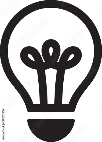 Simple black and white vector illustration of a light bulb representing innovation and ideas.