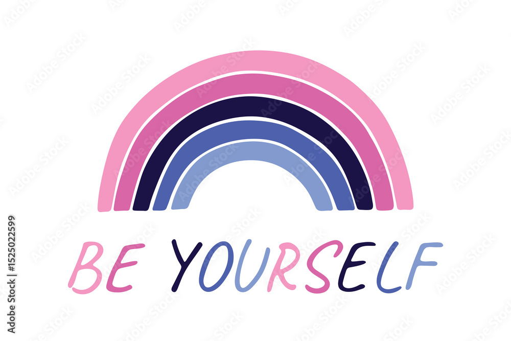 Fototapeta premium Colorful rainbow shape Omnisexual pride flag Happy pride day LGBTQIA community Pride Month Vector hand drawn doodle for posters, stickers, logo, cards