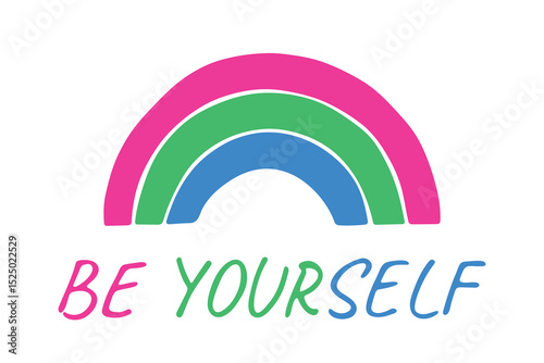 Colorful rainbow shape Polysexual pride flag Happy pride day LGBTQIA community Pride Month Vector hand drawn doodle for posters, stickers, logo, cards