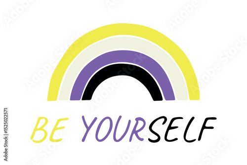 Colorful rainbow shape Non-binary pride flag Happy pride day LGBTQIA community Pride Month Vector hand drawn doodle for posters, stickers, logo, cards