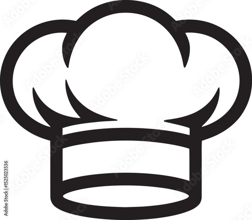 Black and white chef hat icon representing food preparation and culinary arts