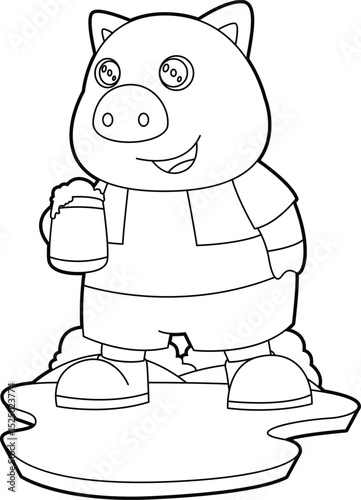 Pig Beer mug Beer Animal Vector Graphic Art Illustration