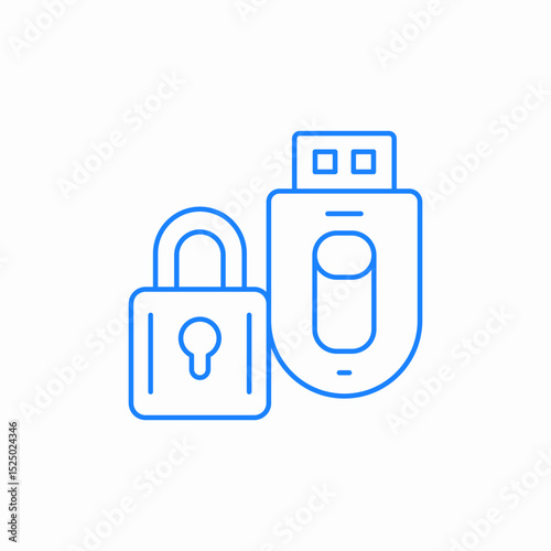 usb flash drive lock icon sign vector