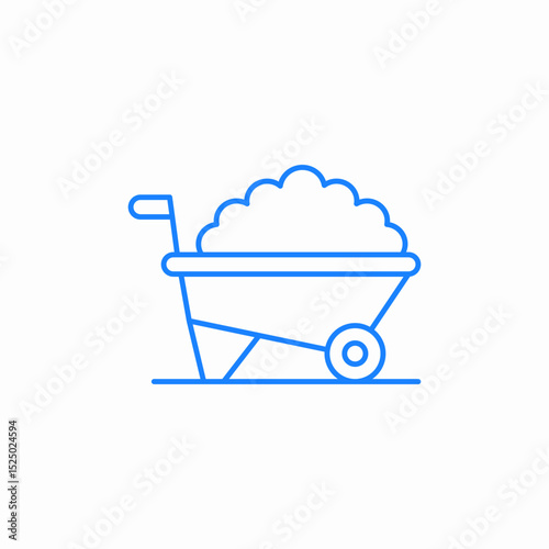 wheelbarrow with dirt icon sign vector