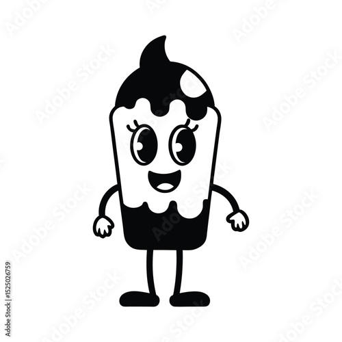 funny cartoon ice cream vector illustration