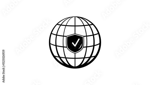 world security symbol, black isolated silhouette