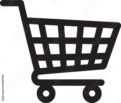 Simple and classic black shopping cart icon design suitable for online retail or stores
