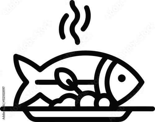 Food and drink set of web icons in line style. Restaurant linear icon collection. Containing meat, fruits, vegetables, desserts, drink, burger, pizza, hot dog, french fries and more
