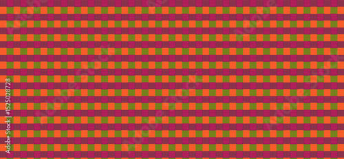 Vibrant orange and purple interlocking plaid pattern