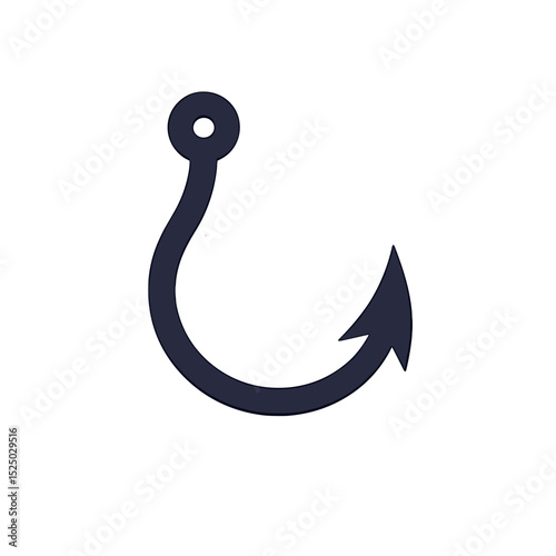 Simple Silhouette Illustration of a Fishing Hook for Angling and Recreational Fishing Activities