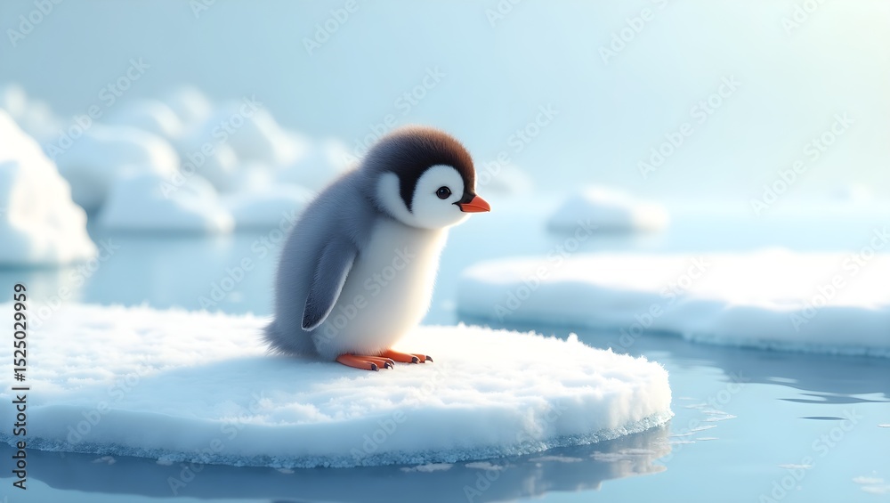Fototapeta premium penguin on ice, penguin in antarctica, penguin on the snow, 