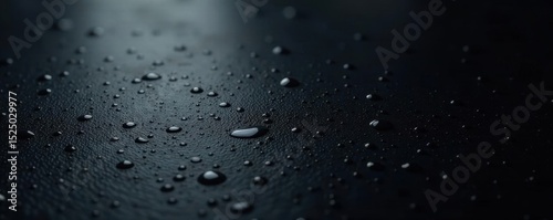 Polished black metal, reflecting minimal light, surface, industrial