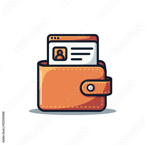 Wallet with ID Card Illustration: Secure Personal Information and Identity Verification Concept