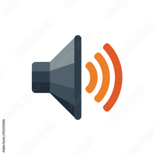 Speaker Icon with Sound Waves, Flat Design Illustration for Audio and Multimedia Applications