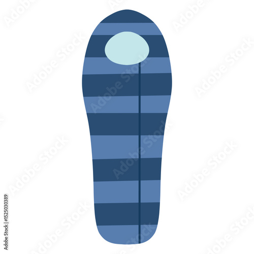 Blue travel sleeping bag vector illustration, Travel sleeping bag for camping and hiking vector illustration
